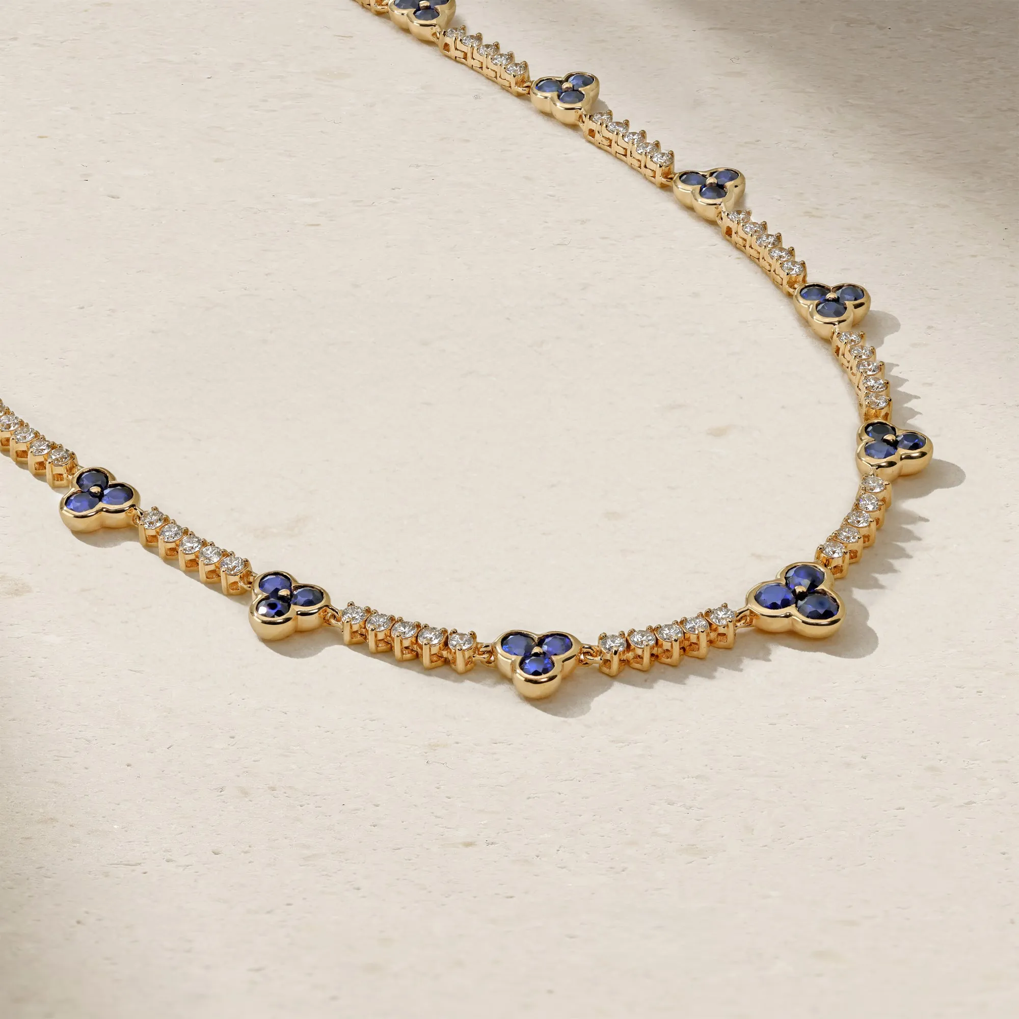 Trinity Sapphire and Diamond Tennis Necklace