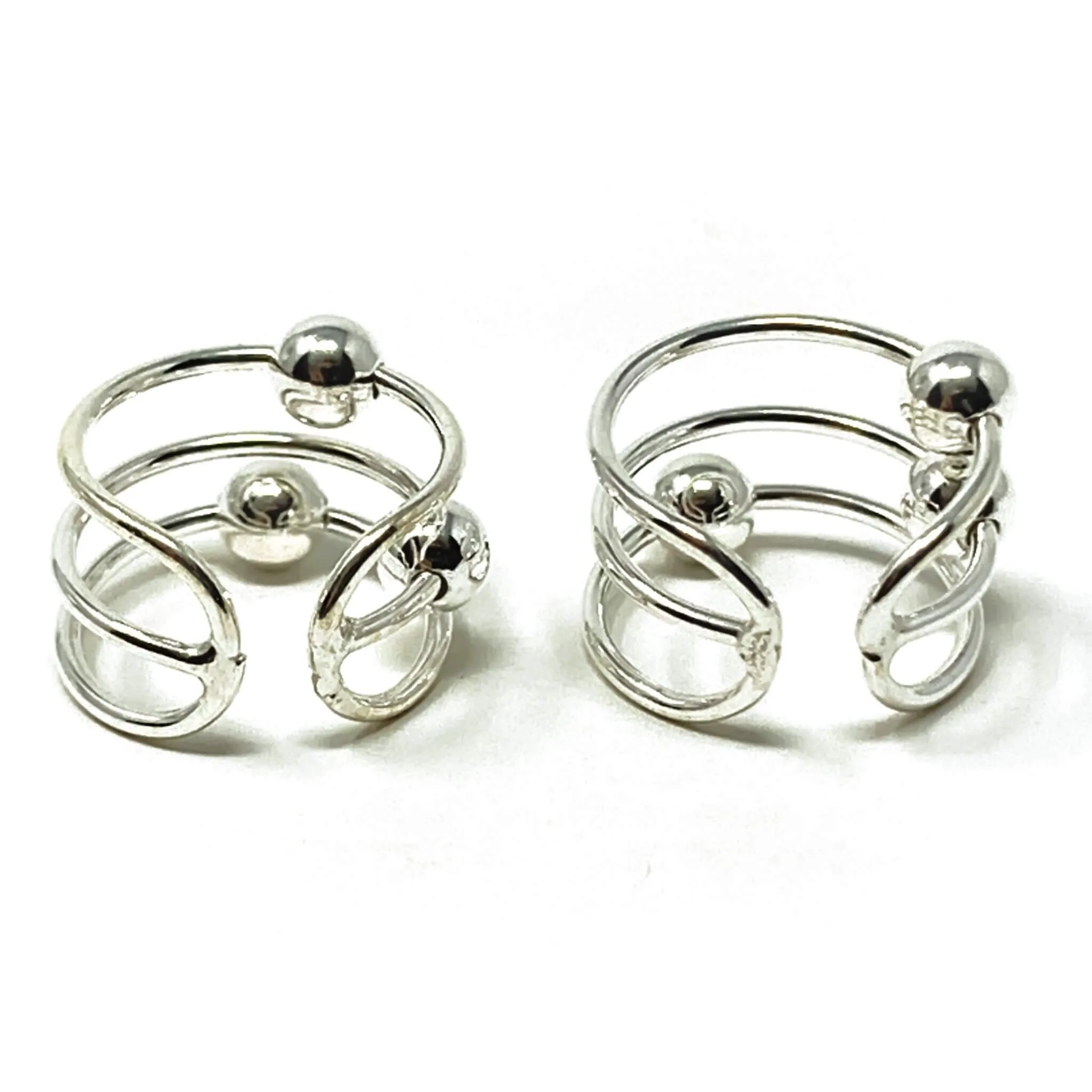 Triple Ball Sterling Silver Ear Cuffs