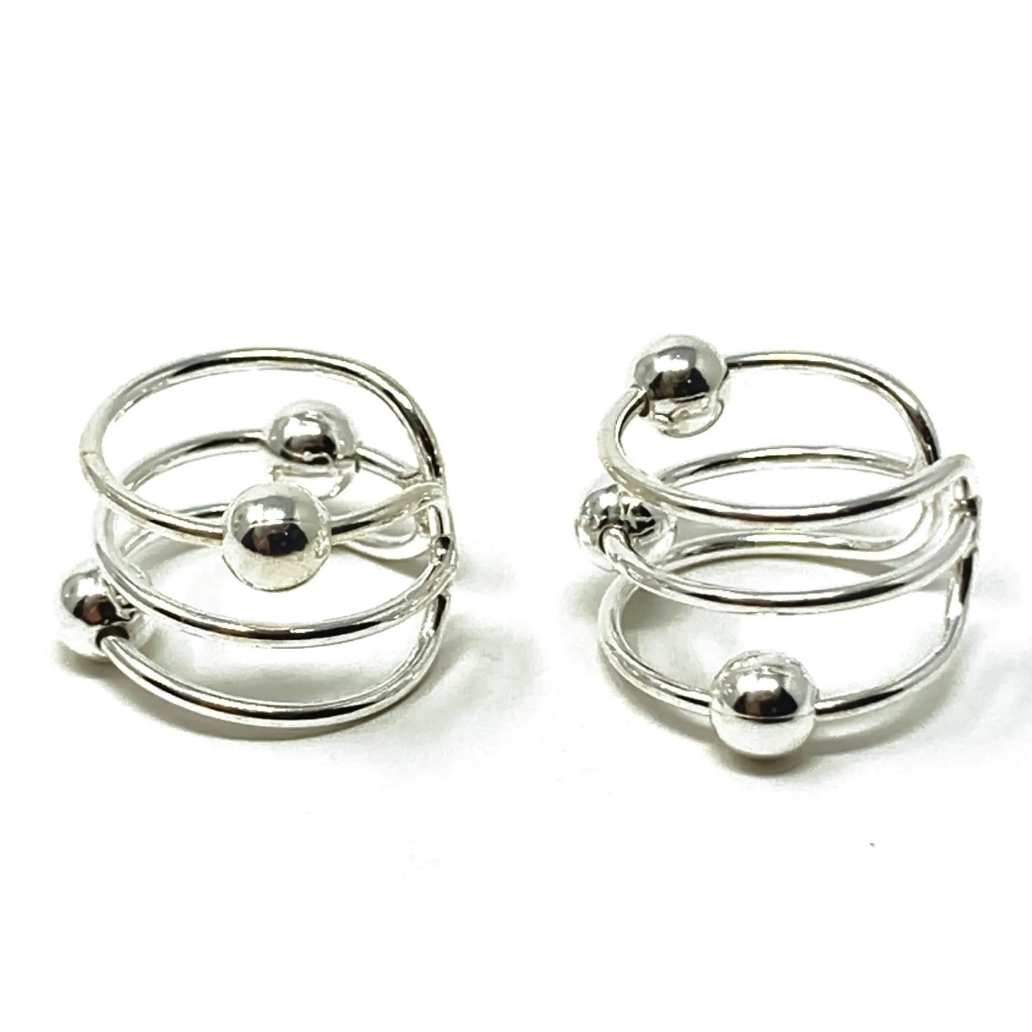 Triple Ball Sterling Silver Ear Cuffs