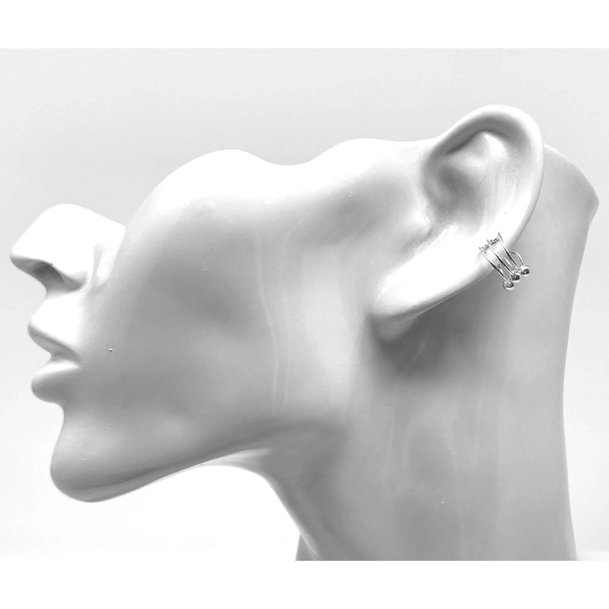 Triple Ball Sterling Silver Ear Cuffs