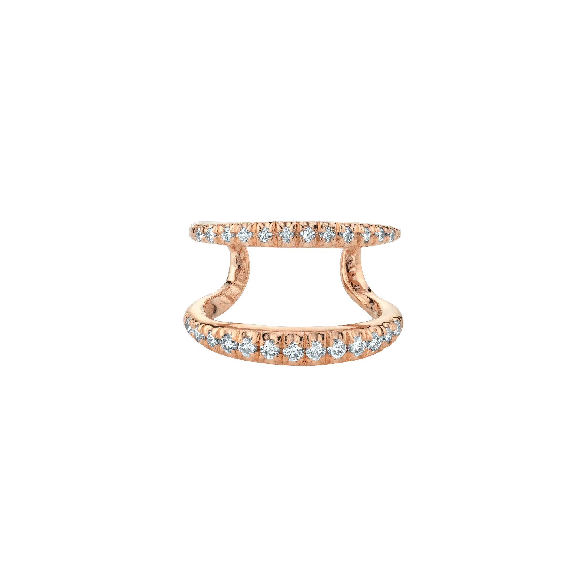 Twin Tusk Ear Cuff with Double Line Pavé White Diamonds