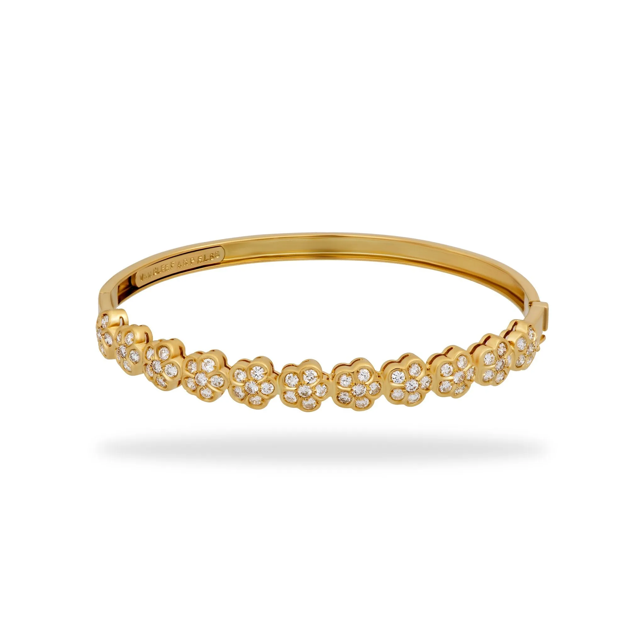 Van Cleef & Arpels 18K Yellow Gold 11 Motif Diamond Trefle Bracelet