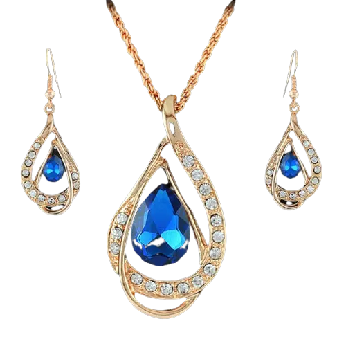 Women Crystal Rhinestone Pendants Necklaces Earrings Sets