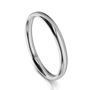 Women's Half Dome Luxe Comfort Fit Wedding Ring (AB) - Platinum