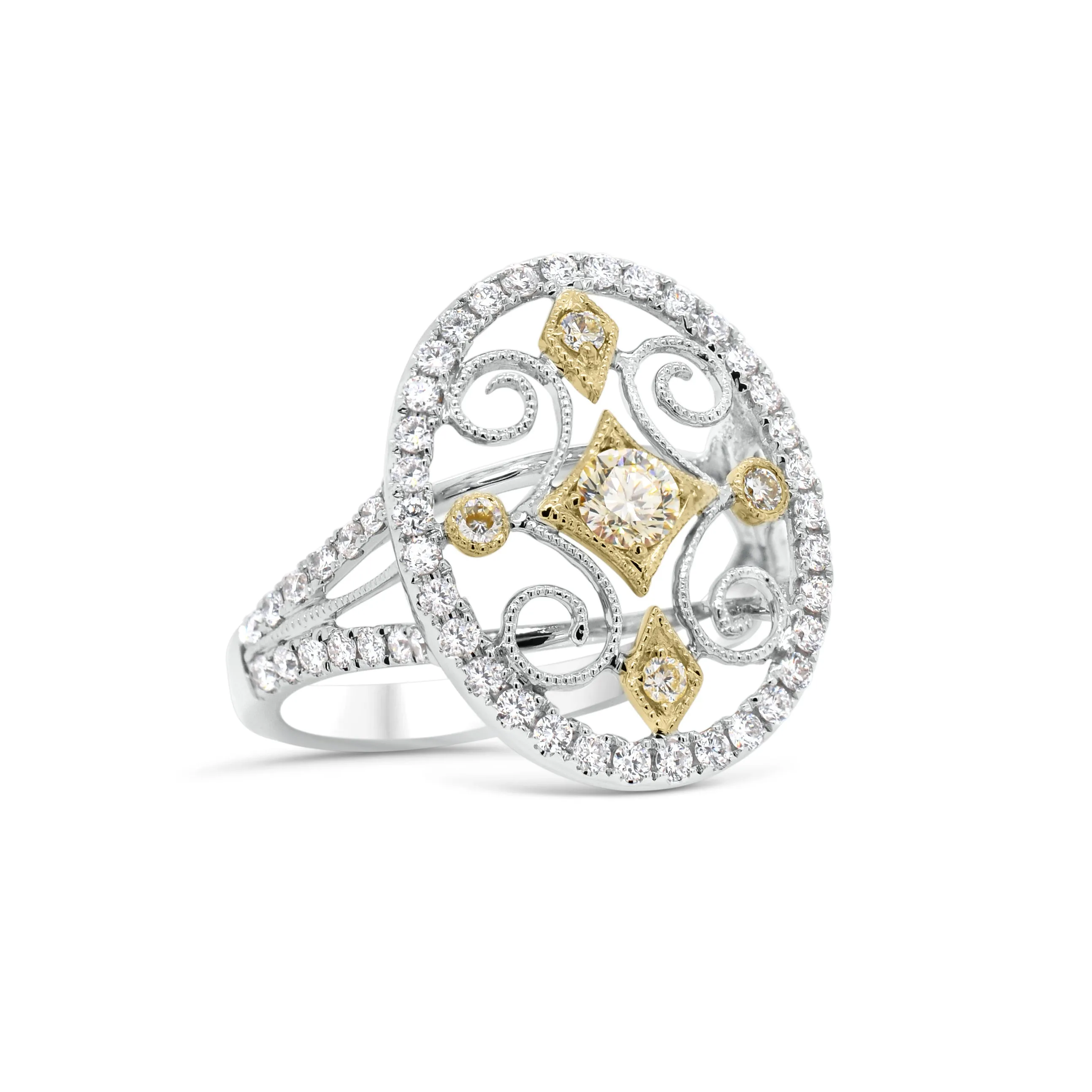 Yellow Diamond Cutout Cocktail Ring