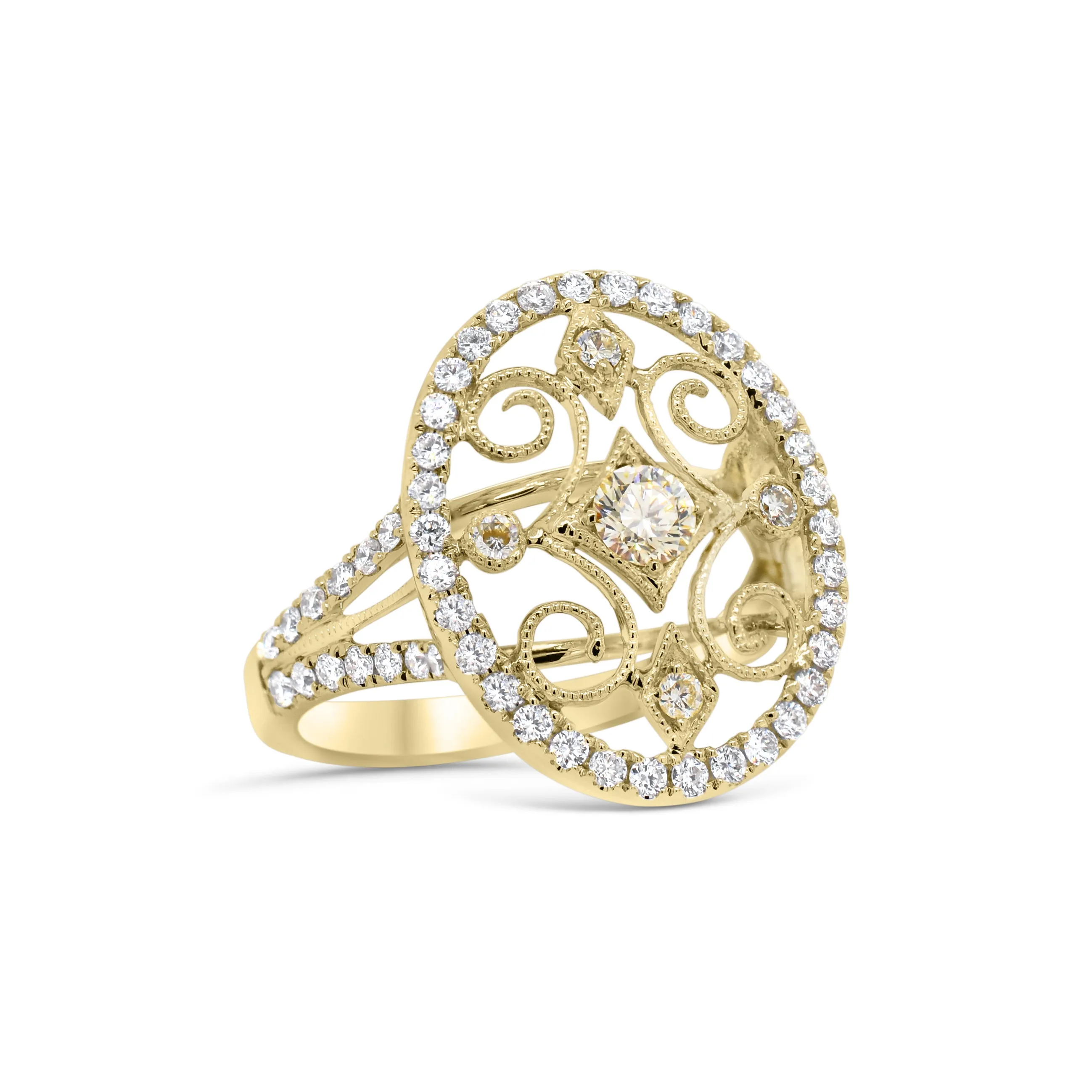 Yellow Diamond Cutout Cocktail Ring