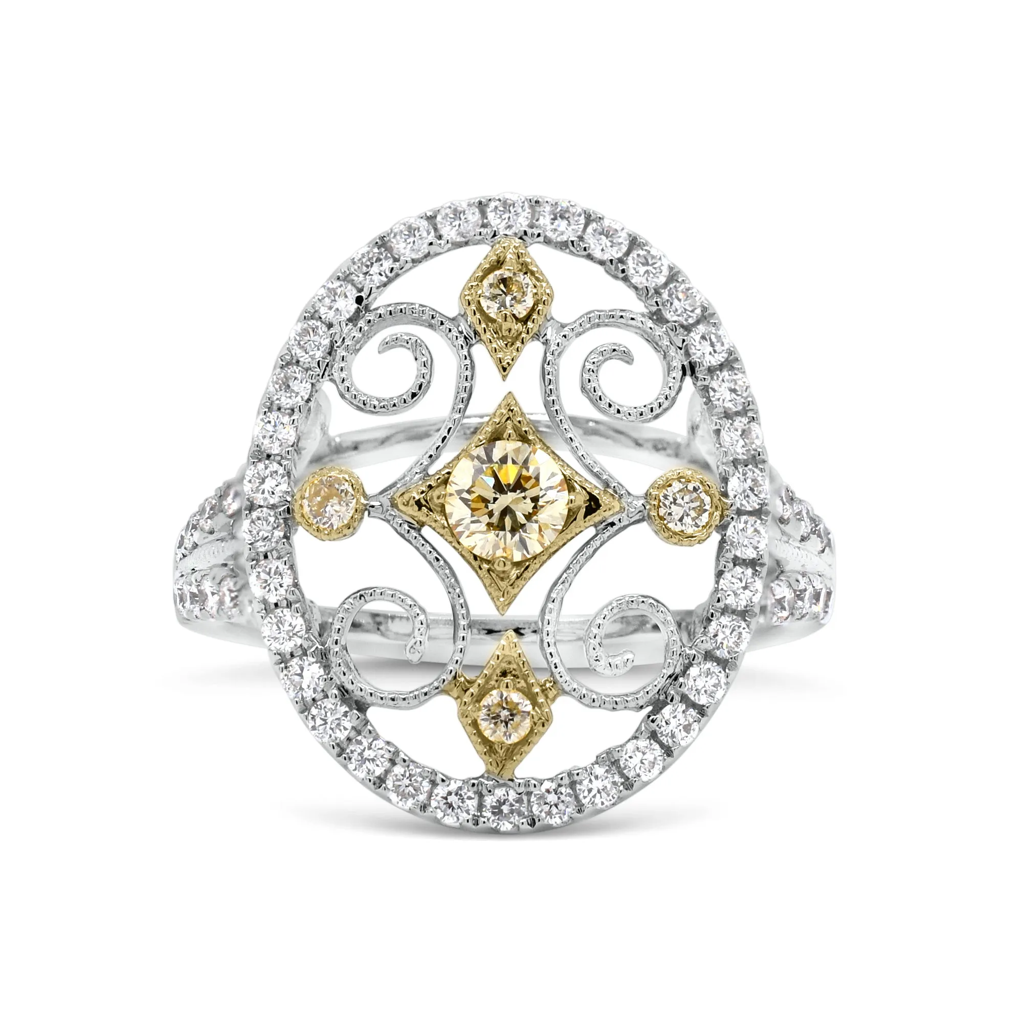 Yellow Diamond Cutout Cocktail Ring