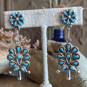 Zuni Petit Point Turquoise Earrings by Tricia Leekity GJ-ERN-0054